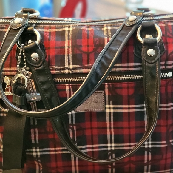 SOLD:  Coach Poppy Signature Collection Plaid Glam Tote Bag - GET IT NOW FOR $92 - Picture 9 of 17